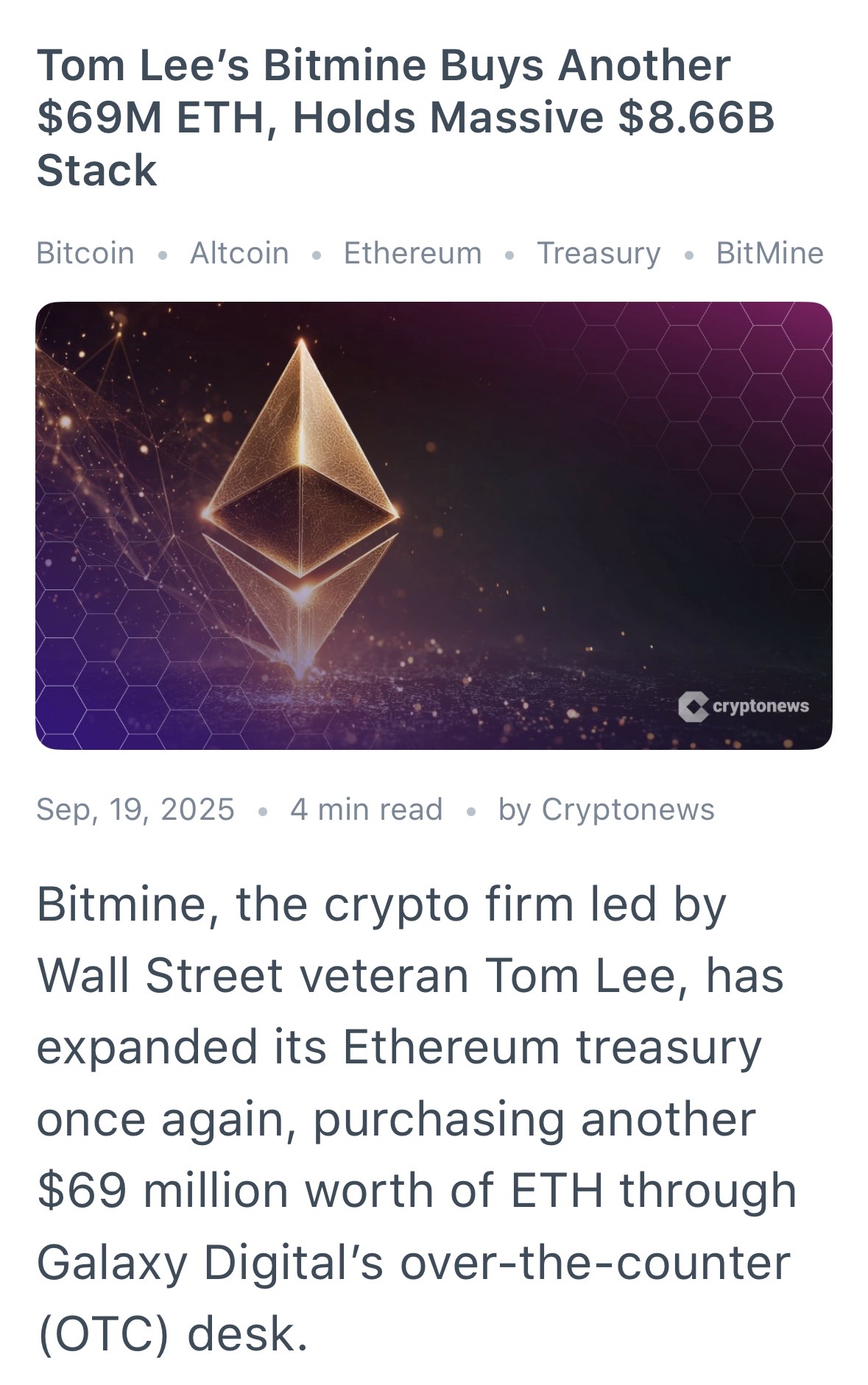 Bitmine Immersion Technologies (BMNR.US)$$Ethereum (ETH.CC)... - moomoo  Community