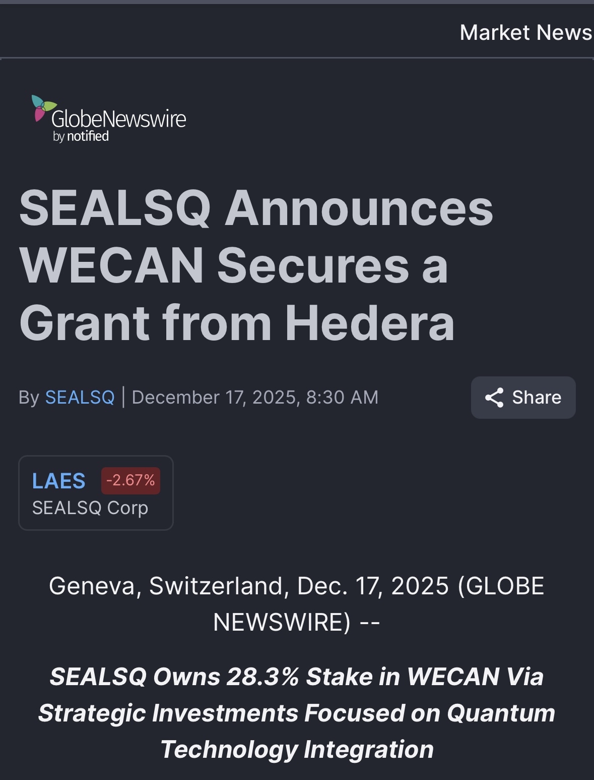 シールSQ コーポ (LAES.US)$$ヘデラ(HBAR) (HBAR.CC)$ - moomooコミュニティ