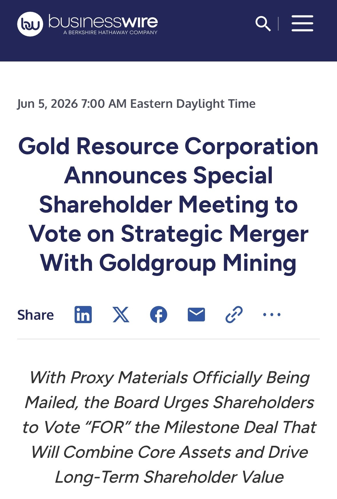 $Gold Resource (GORO.US)$