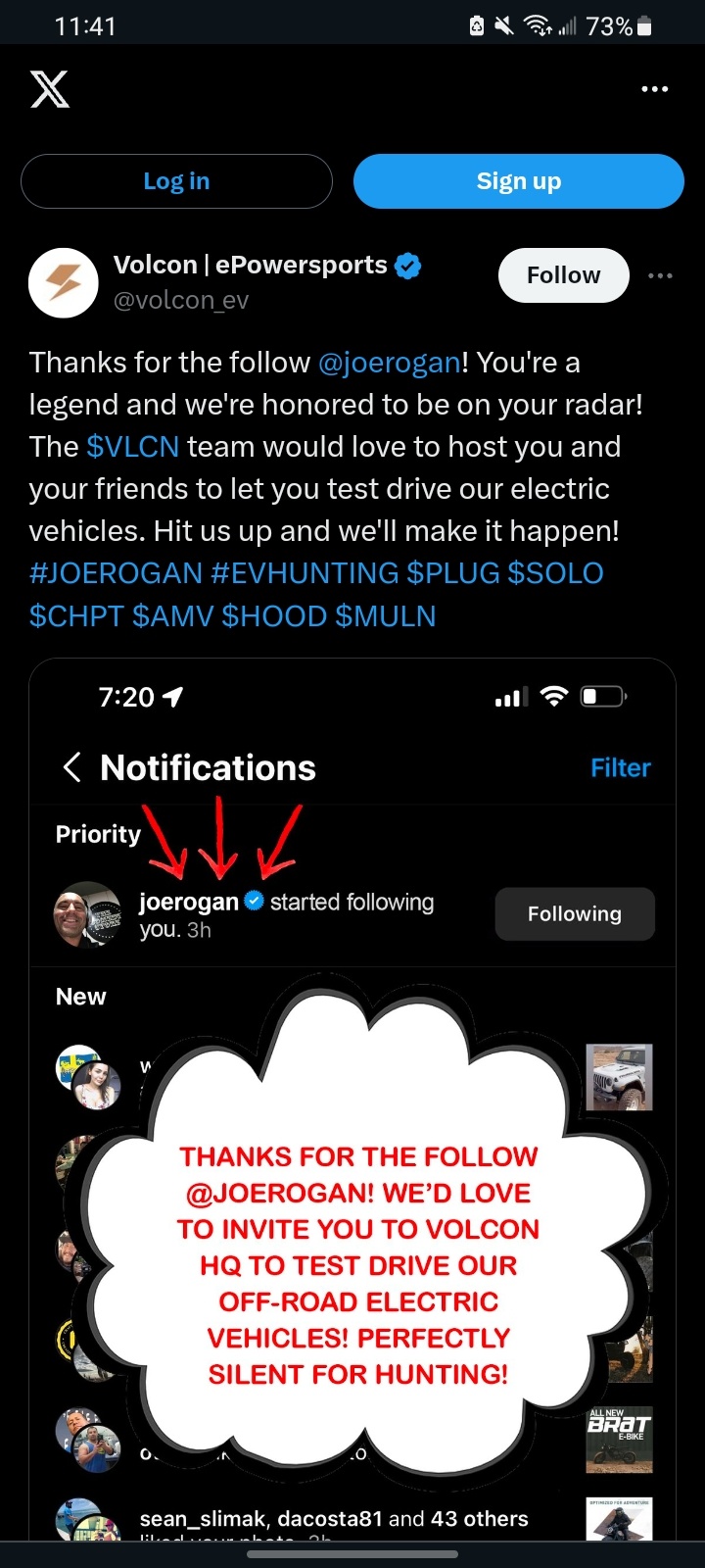 $Volcon (VLCN.US)$ Joe Rogan followed Volcon on Instagram 🚀🚀