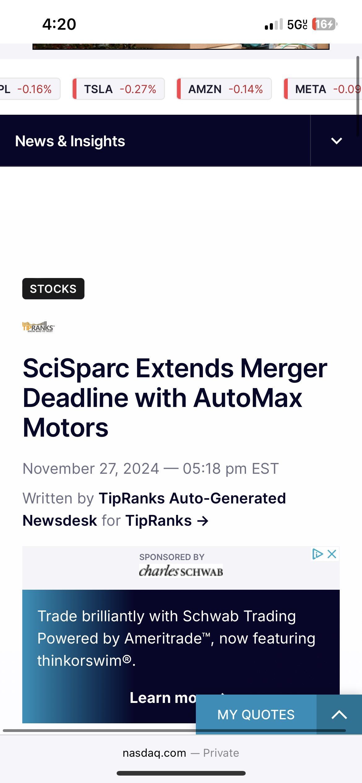 $SciSparc (SPRC.US)$ This is off the offcial nasdaq website.  So who the fuck is lying.  Also if this merger actually happend the price action hasnt reflected t...