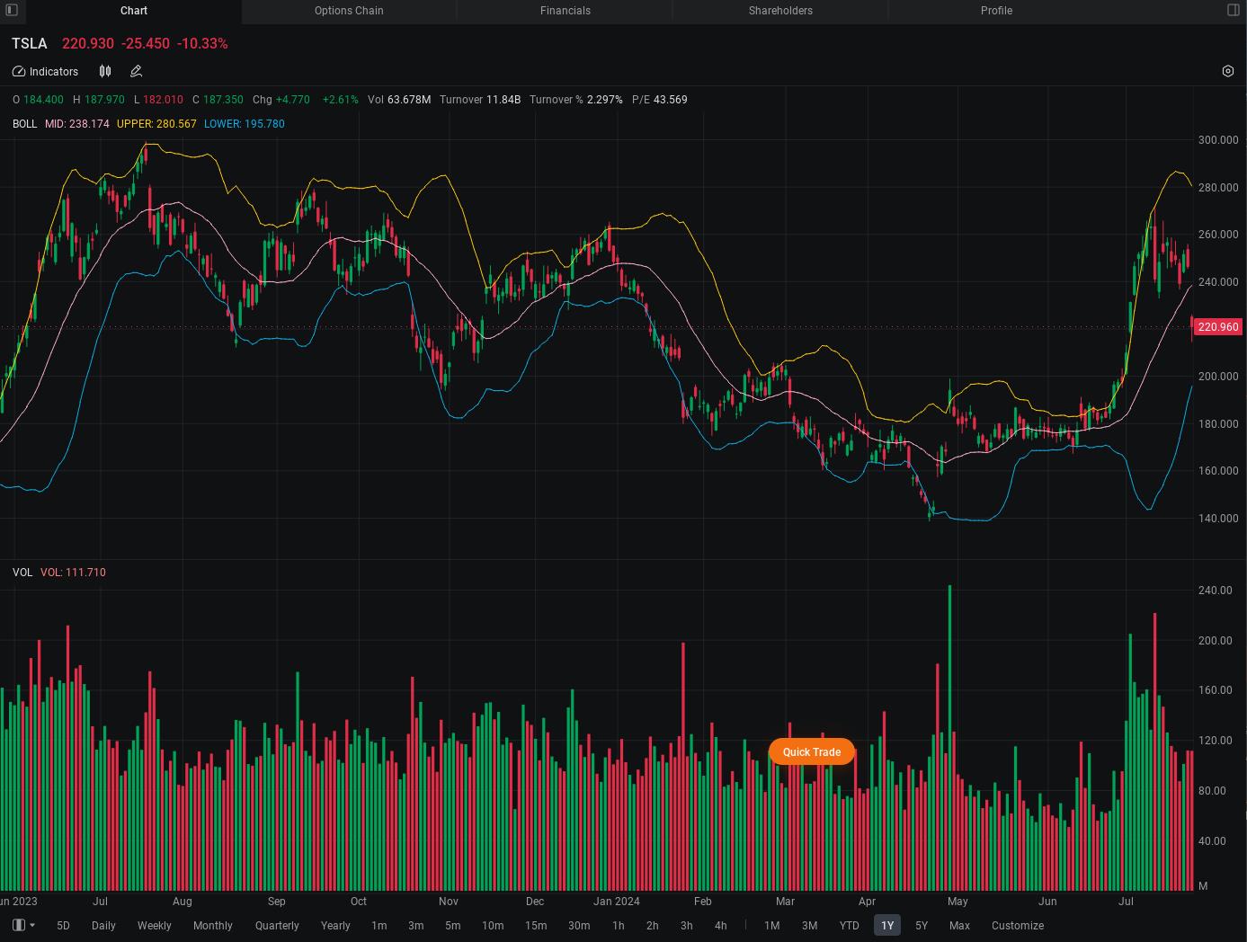 Tesla Investors, Speculators Rush to $200 Puts as Disappointing Earnings Spark Stock Sell-Off