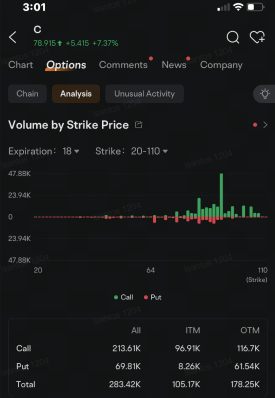 Citigroup Options Volume Jump as Shares Rally After $20B Buyback, Q4 Earnings