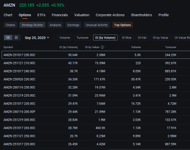 亞馬遜多頭堅持持有250美元的看漲期權，因爲這家電子商務巨頭清除了一個障礙：期權討論