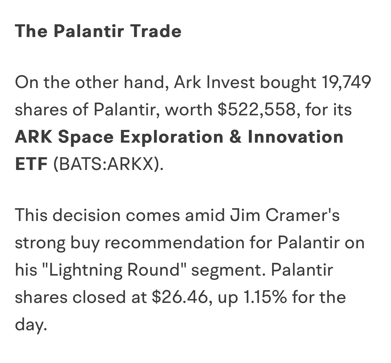 $Palantir (PLTR.US)$ 凯茜·伍兹昨天收购了帕兰蒂尔。