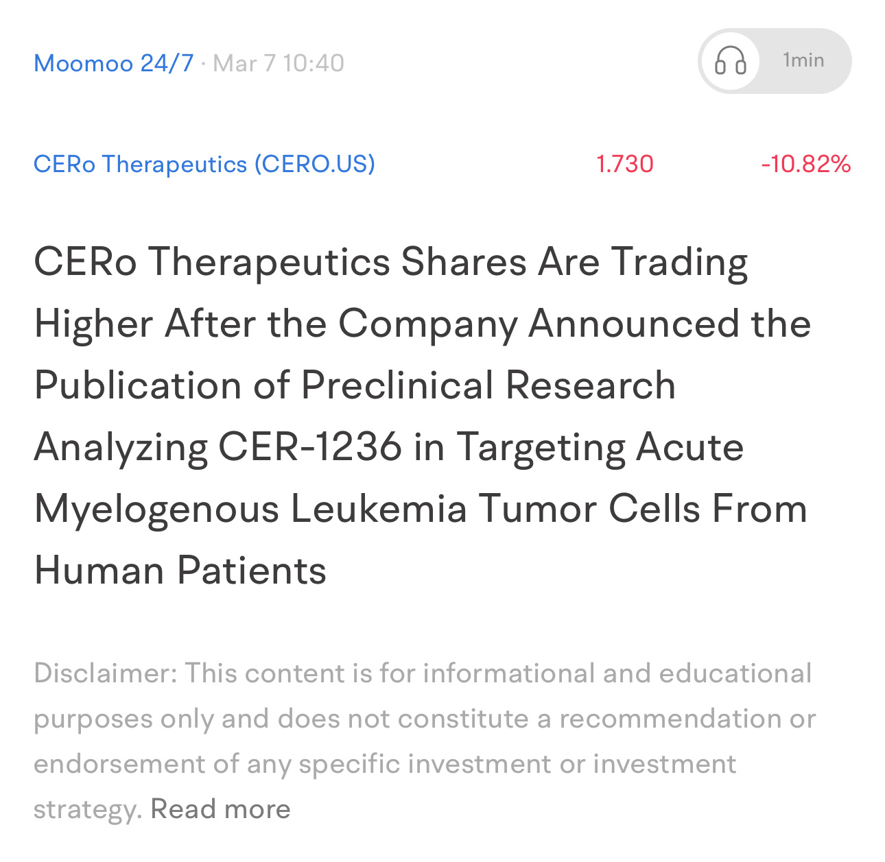 $CERo Therapeutics (CERO.US)$ This is NOT a pump and dump 😂 Real News! I believe this will be huge in the near future.