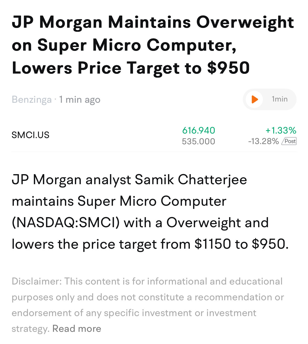 $スーパー マイクロ コンピューター (SMCI.US)$ わずかな髪切りをしたが、私たちはまだ過重です