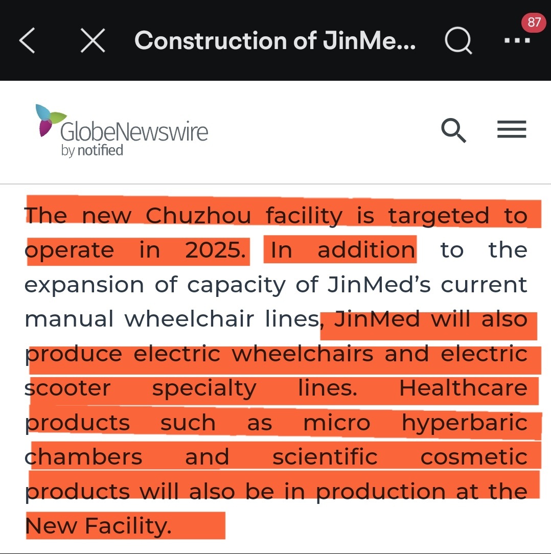 $ジン・メディカル・インターナショナル (ZJYL.US)$ Oct. 10日のニュースをチェックしてください。 新しい製造施設は、2025年の新年にZJYLの収益を増加させることになります。 彼らはすぐに他のアイテムをたくさん生産する予定です！ ✌️💚🙋‍♂️