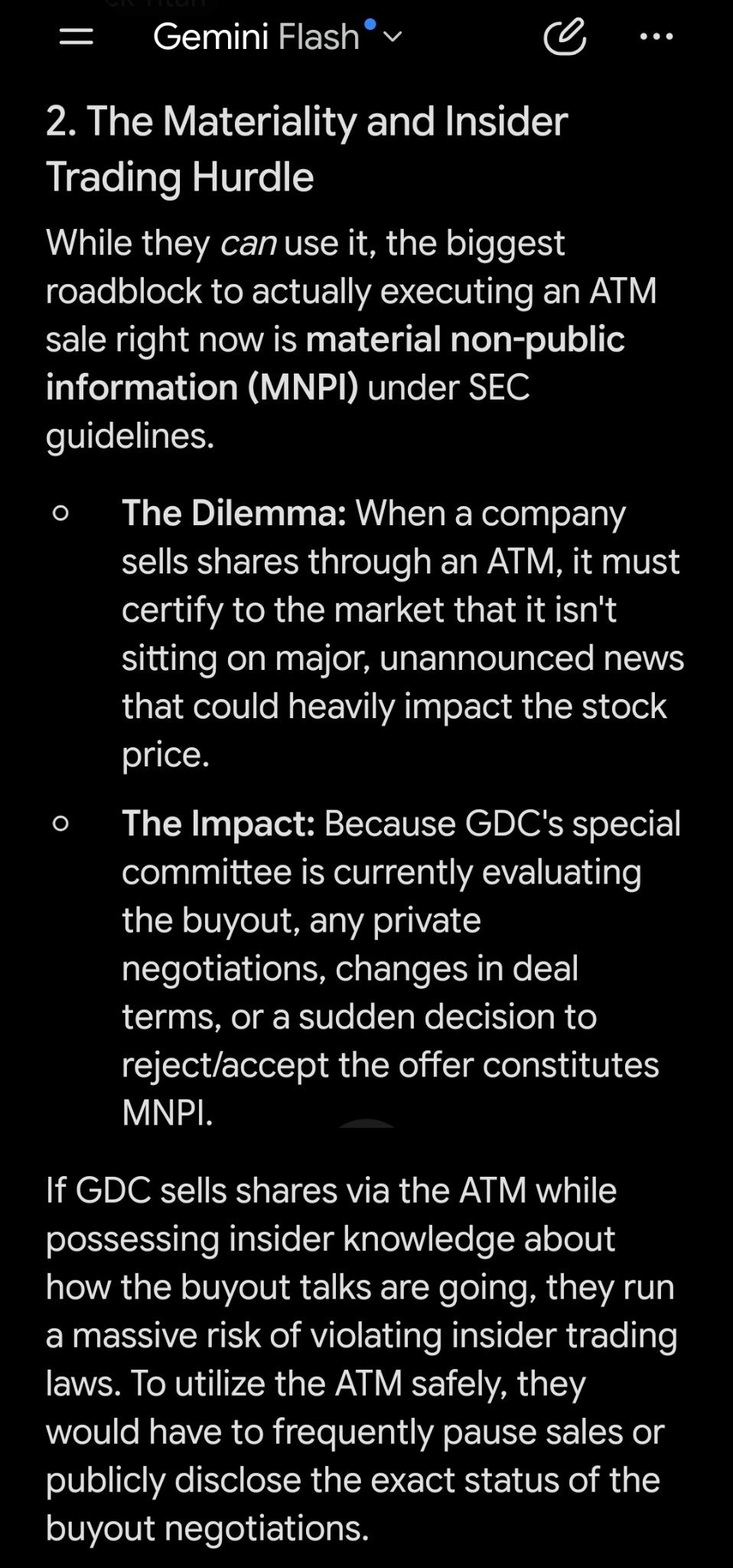 $GD Culture Group (GDC.US)$ 在當前每股10.75的收購要約進行期間，公司能否通過其ATM（隨售發行計劃）向市場出售股票？