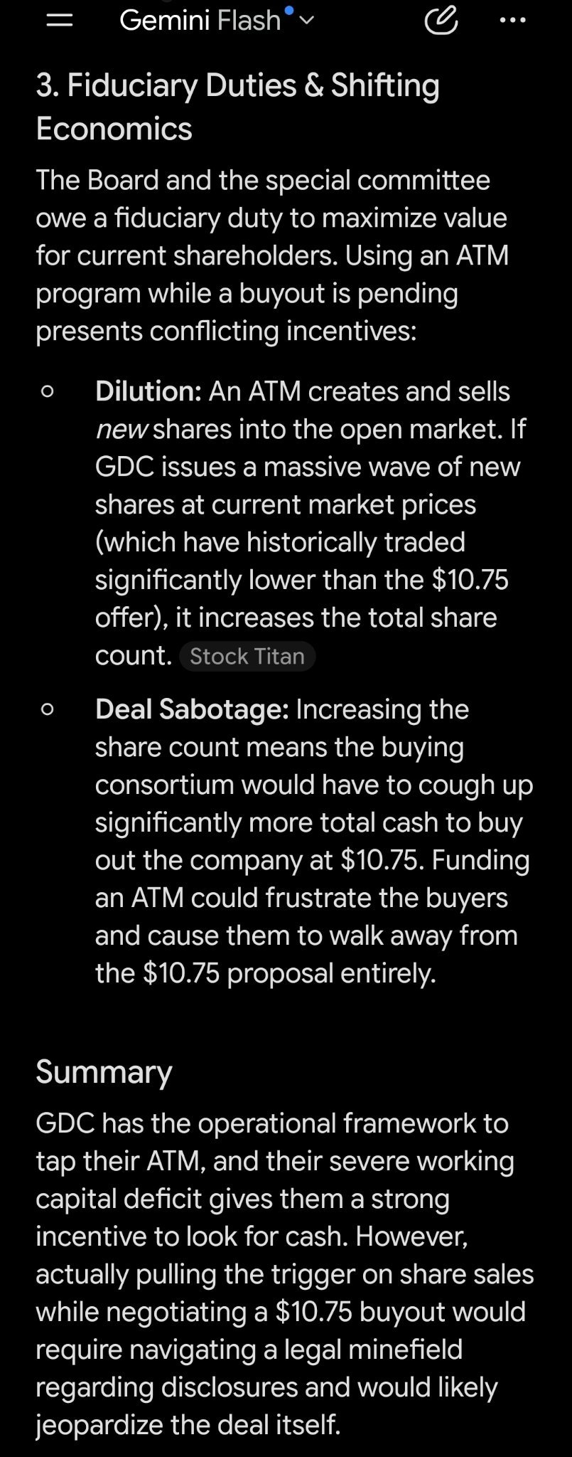 $GD Culture Group (GDC.US)$ 在當前每股10.75的收購要約進行期間，公司能否通過其ATM（隨售發行計劃）向市場出售股票？