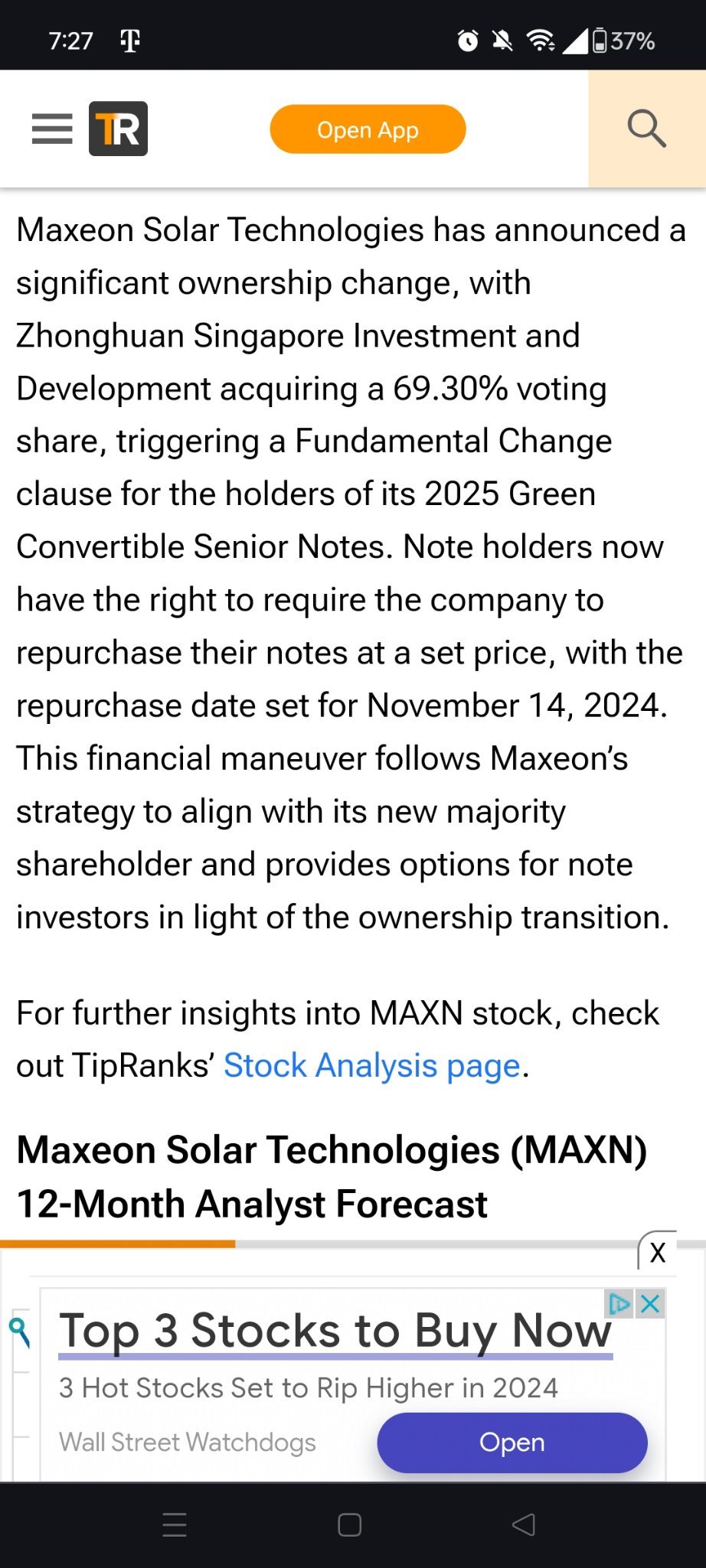 $Maxeon Solar Technologies (MAXN.US)$ 你有什麼想法？