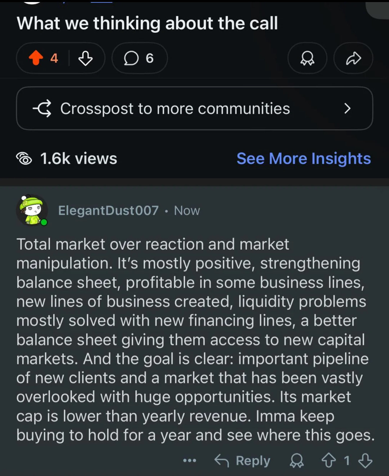 100% agree. I think we’re sitting on a goldmine