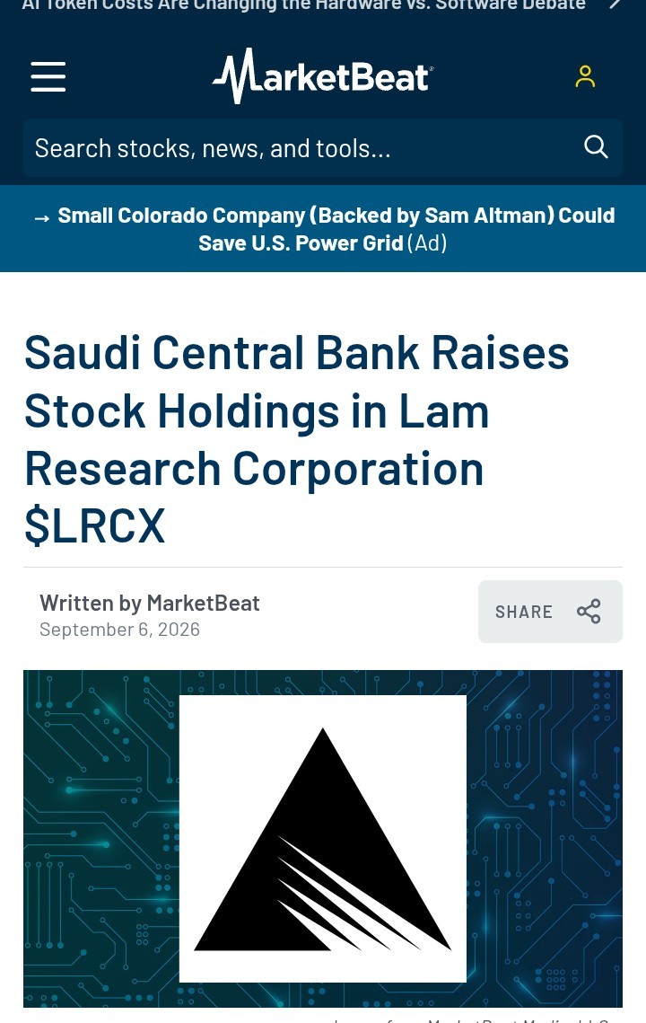 $undefined (LRCX.US)$[219965: ธนาคารกลางซาอุดีอาระเบียเพิ่มสัดส่วนการถือหุ้นใน Lam Research Corporation $LRCX] 👈👀 อ่านบทความ