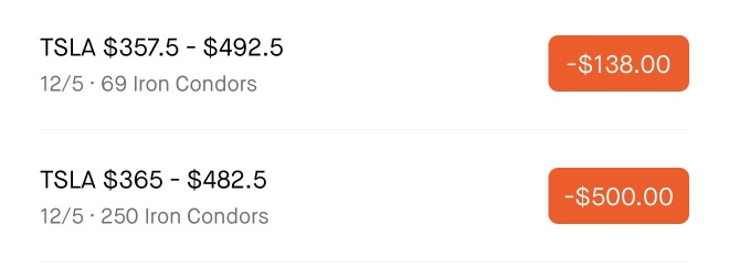 I NEED TSLA TO STAY BETWEEN $357.5 - 492.5 & I make 2K for the week