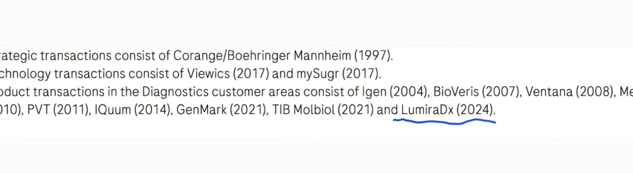 Lmdx, Roche financial report.