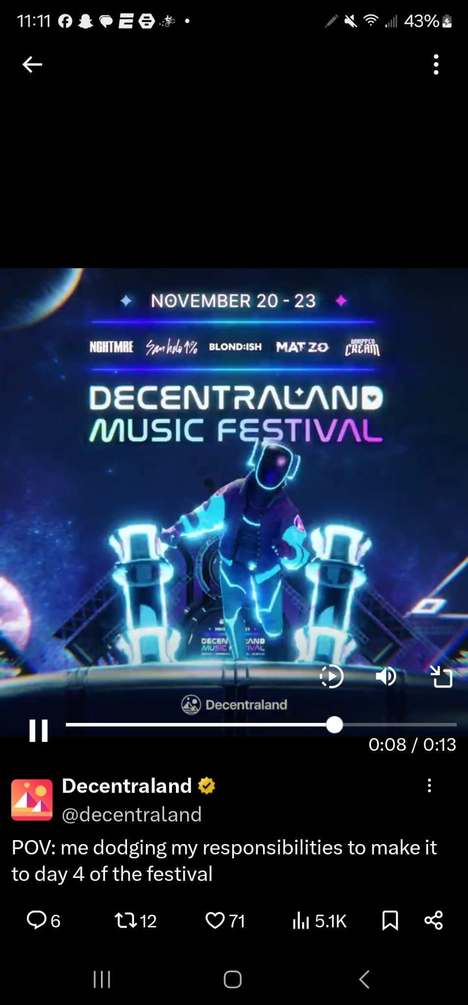 $狗狗幣 (DOGE.CC)$ 加入舞蹈大賽的最後一天 $Decentraland (MANA.CC)$