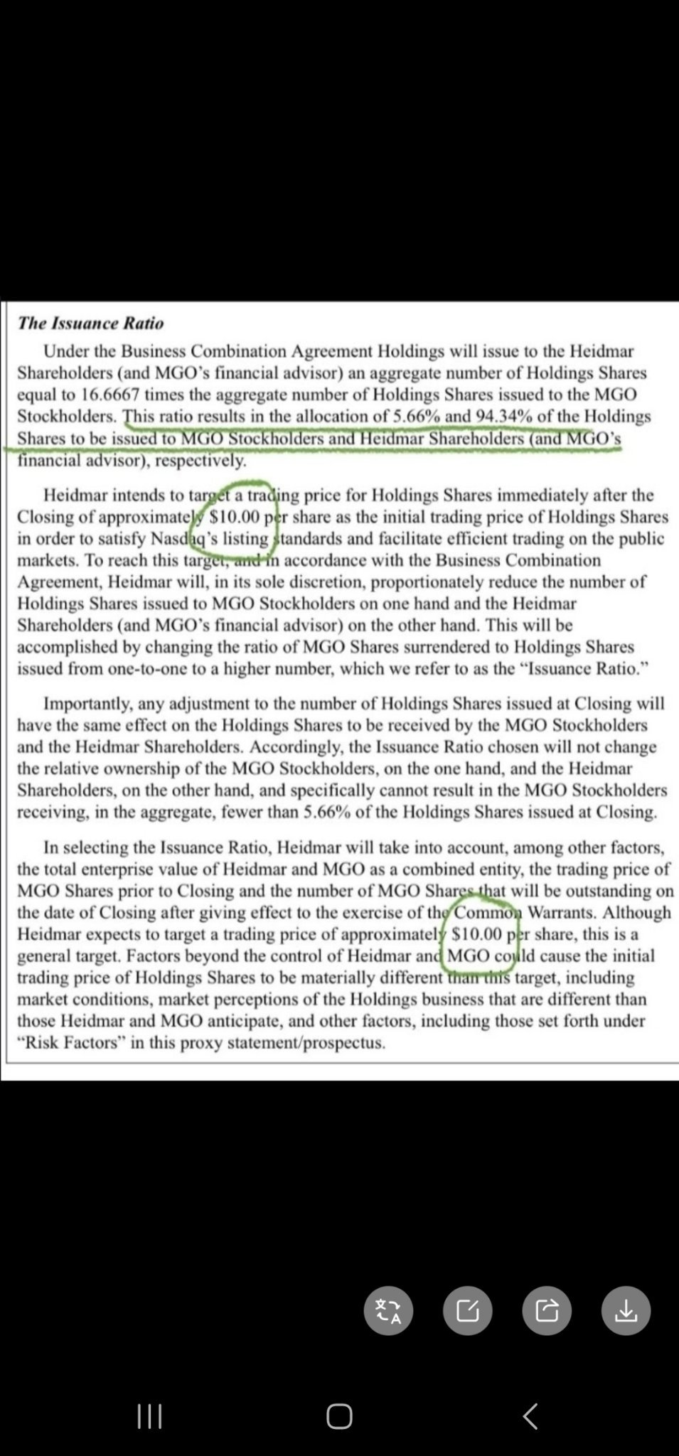 $MGO Global (MGOL.US)$ 這將會跌到大約0.30，然後再反彈……我認爲這是因爲……heidmar說他們希望每股至少10美元。10.00÷30=0.33。我們離這個數字還差一點……0.50x30=15…… 人們會有同樣的想法，紛紛在10美元的轉換價格附近買入。對於那些虧損很多並在合併前尋求退出的人來說...