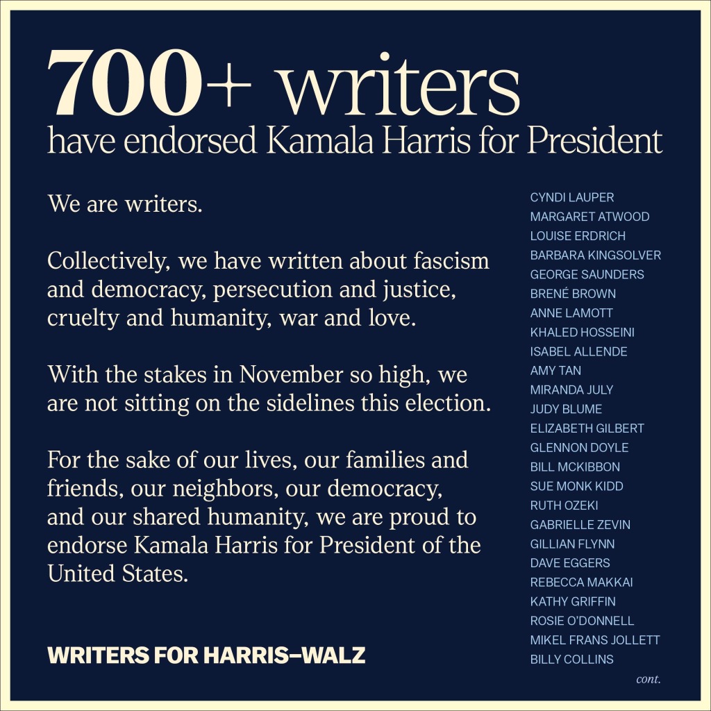 The writers support Kamala Harris!