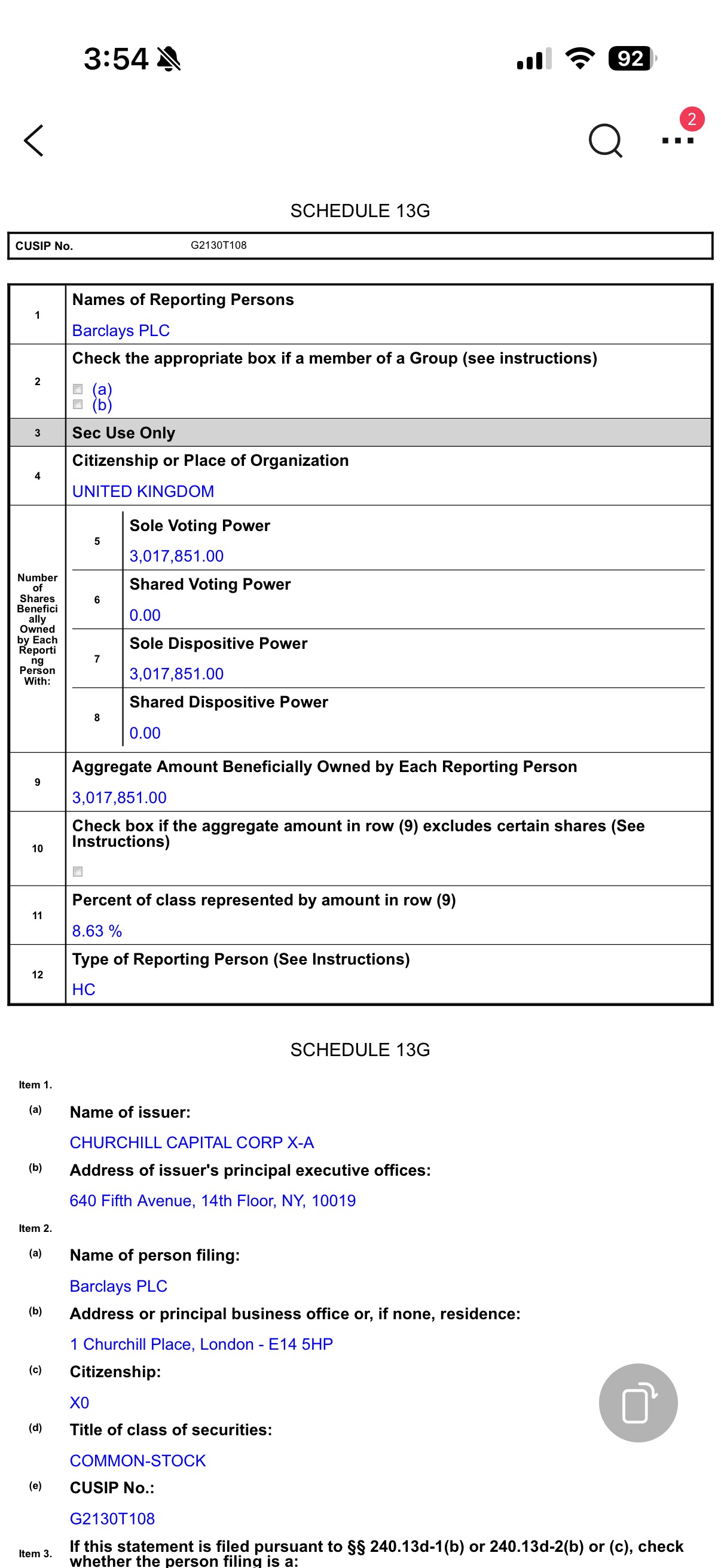 Barclays in 3m shares!