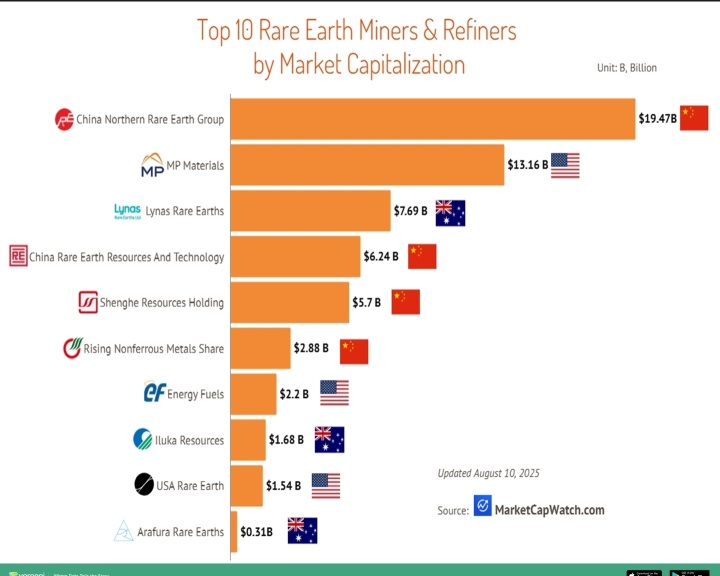 Top 10 Rare Earth By MC