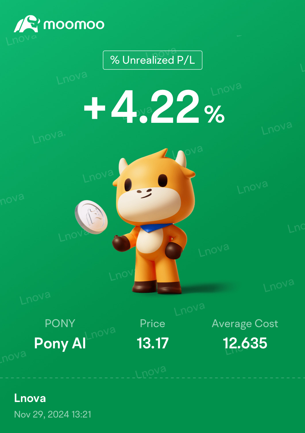 $Pony AI (PONY.US)$ thanks @bullrider_21 for posting about it before it’s debut