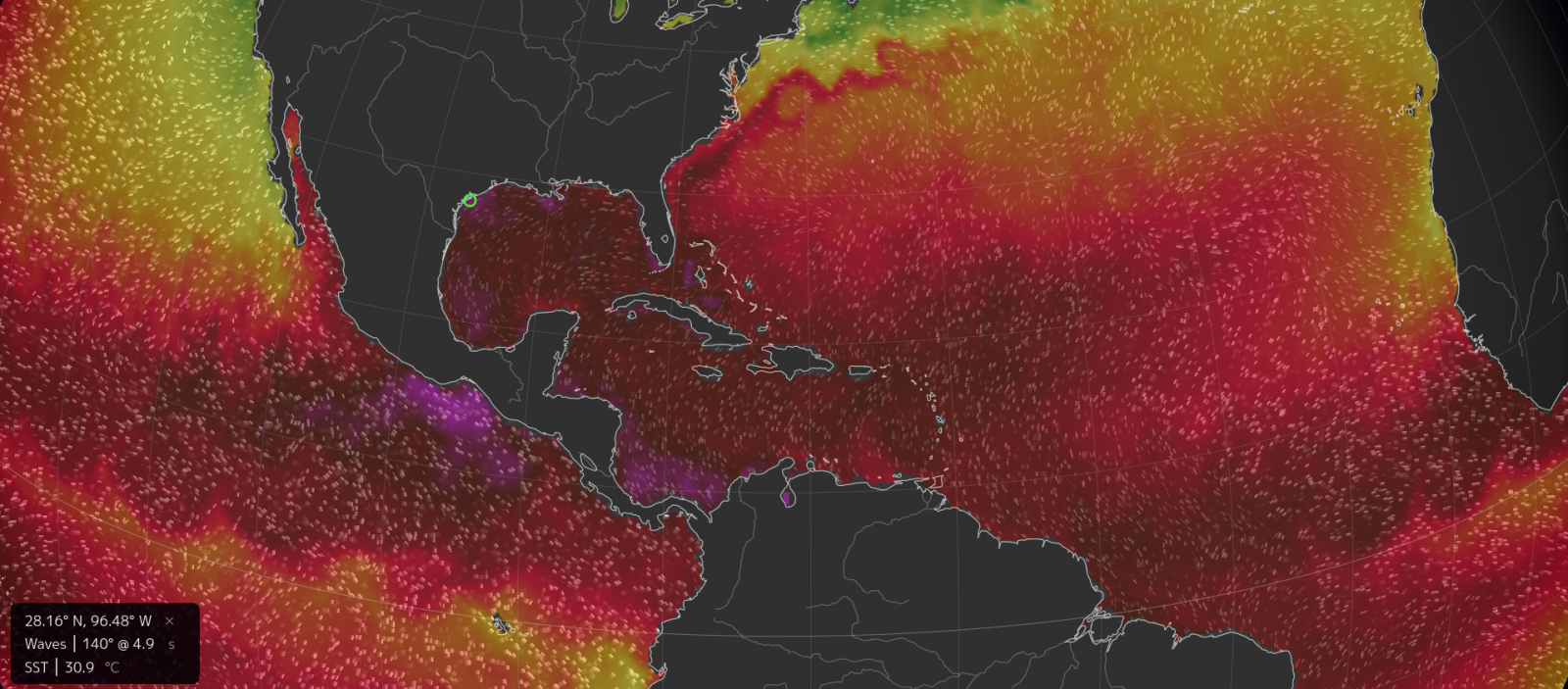 What some maps call "Texas" in not immune from anomalistic sea surface temperatures.