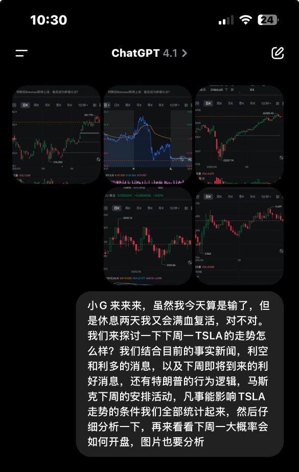 回應剛才 韭菜兄弟的提問 想問問小G同學對下週一開盤怎麼預判，我現在把答案發出來