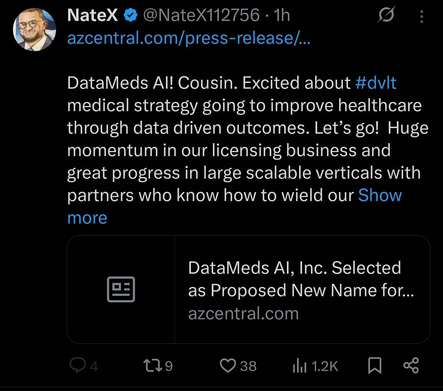 $Datavault AI (DVLT.US)$  sirs! the big boss Nate grants the moon! we are going to be rich sirs!