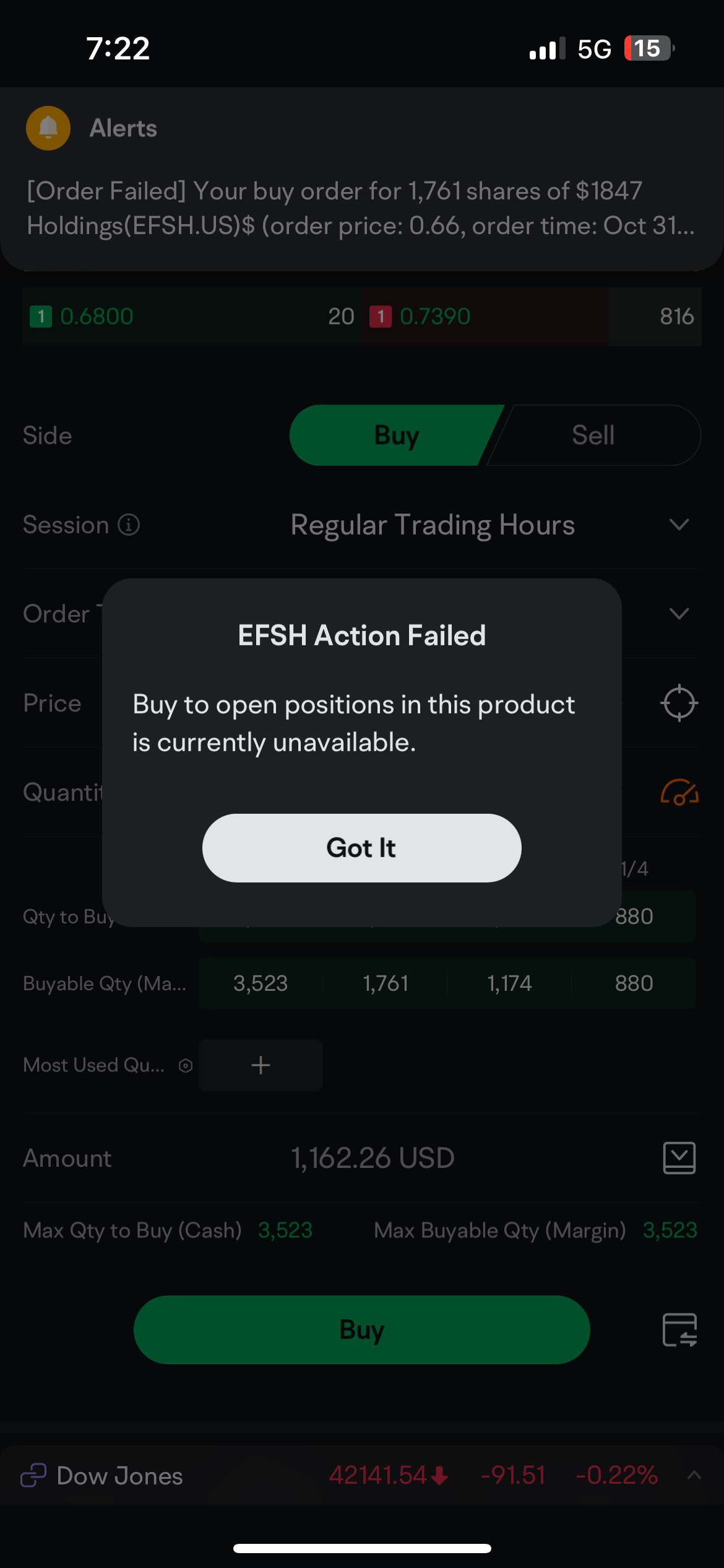 $1847 Holdings (EFSH.US)$ somthing is wrong with it dont let me buy