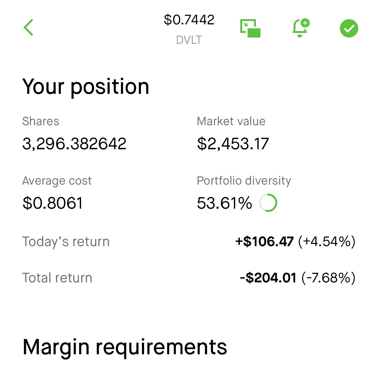 データボルト AI (DVLT.US)$ 下げ相場の間に平均取得単価を0.83ドルから0.80ドルに下げることができた... -  moomooコミュニティ
