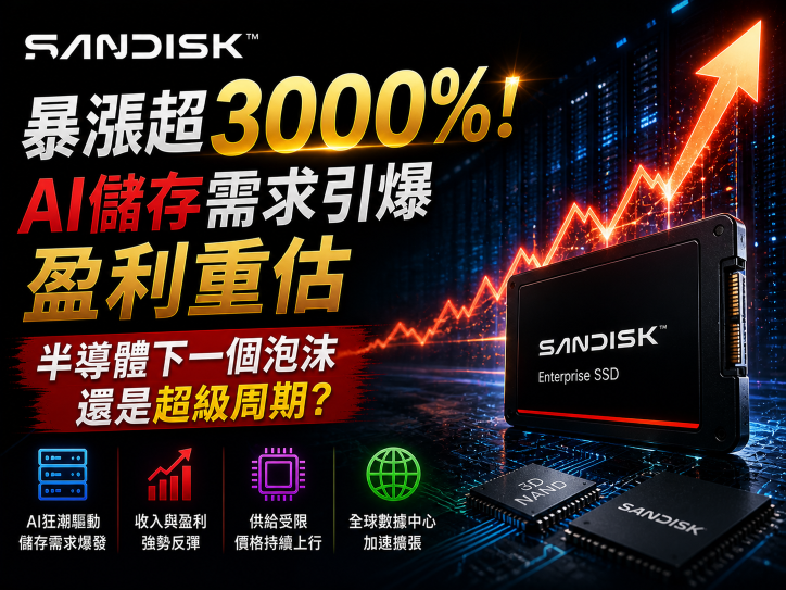 Sandisk暴漲超3000%，AI儲存需求引爆盈利重估，半導體下一個泡沫還是超級周期？