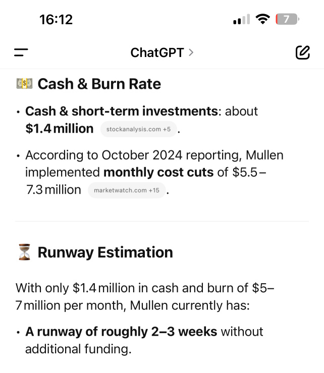 chat gpt predicts it goes bankrupt within 2weeks  attached screenshot