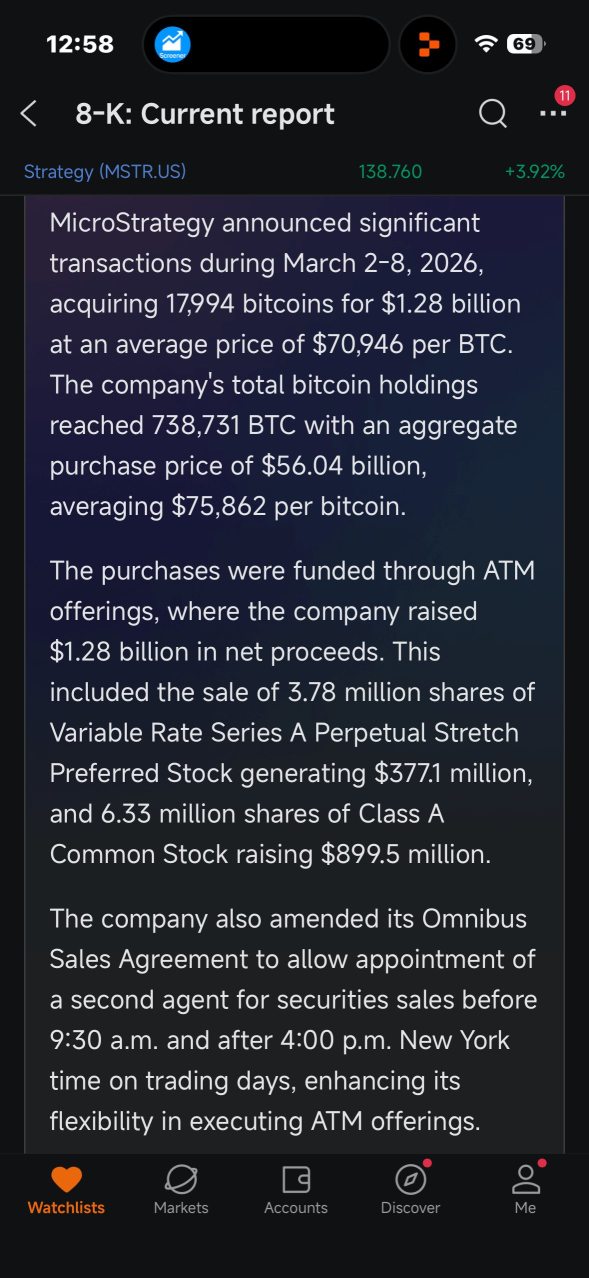 MSTR消息= 1) 8-K文件再次发布！！！