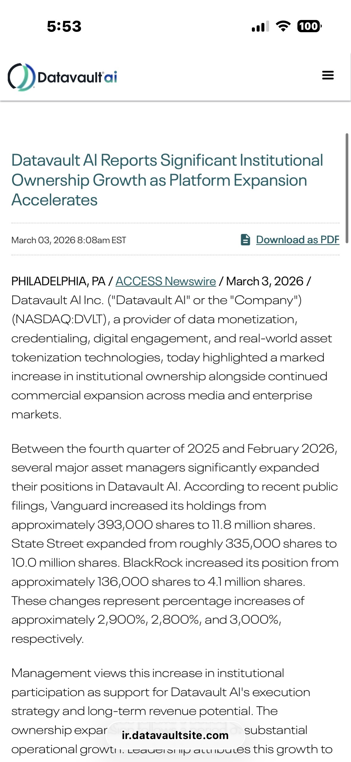 $Datavault AI (DVLT.US)$