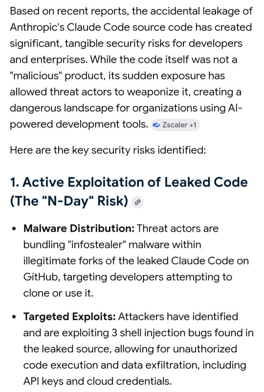 🚨 Based on recent reports, the accidental leakage of Anthropic's Claude Code source code has created significant, tangible security risks for developers and enterprises 👀