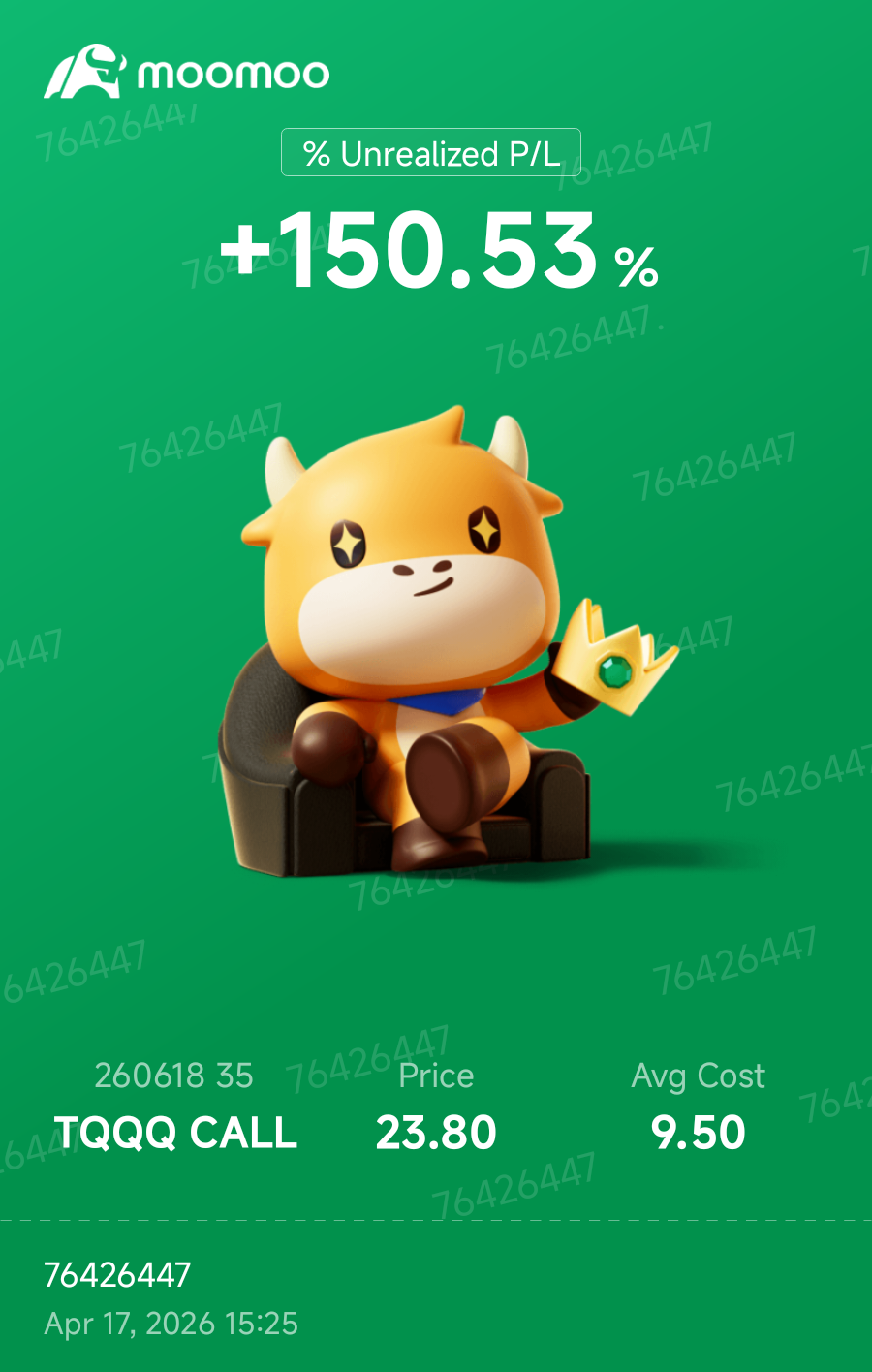 $三倍做多納指ETF-ProShares (TQQQ.US)$ 如果接下來20分鐘不跌破今天的K線，將持有過週末