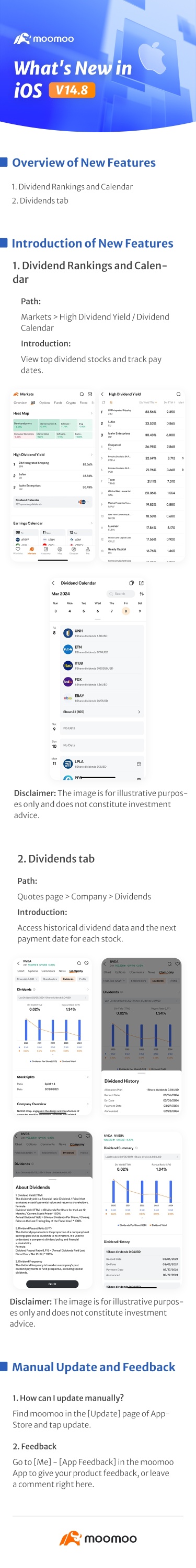 What's New: Dividend Rankings, Dividend Calendar and Dividends tab are available in iOS v14.8