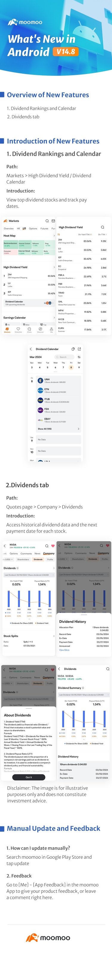 What's New: Dividend Rankings, Dividend Calendar and Dividends tab are available in Android v14.8