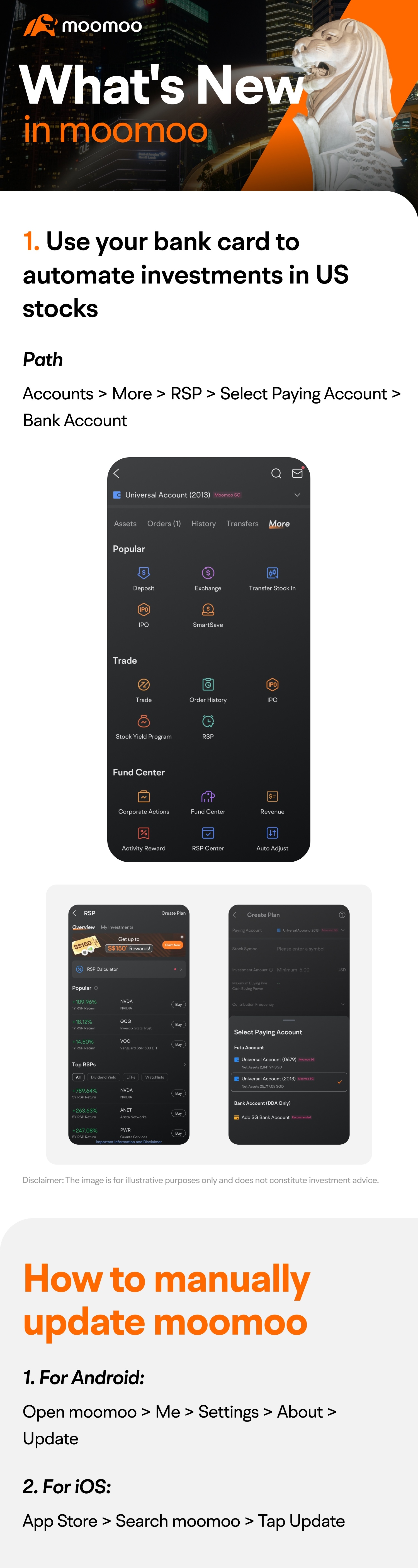 What's New: Using bankcards to automatically invest is available in Singapore now!