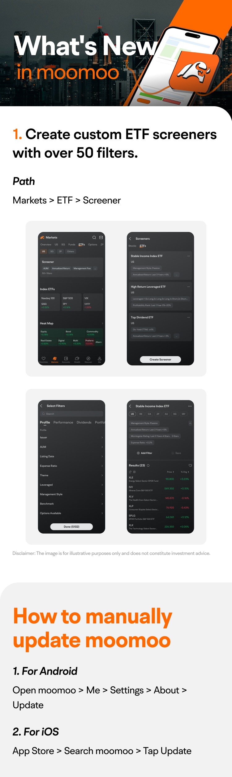 What's New: ETF screeners with over 50 filters are available now!