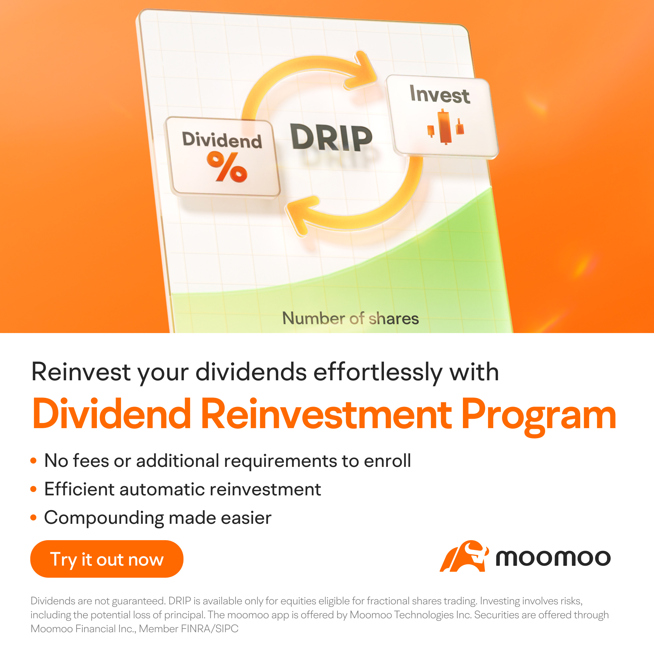 Reinvest your dividends effortlessly with moomoo DRIP