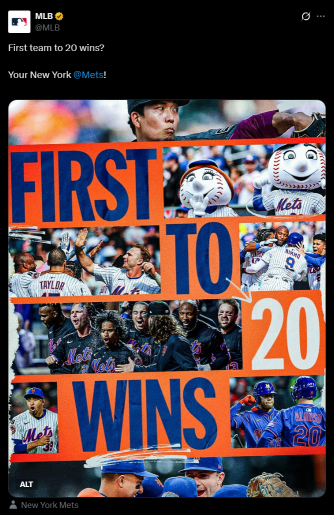 Mets being the first team to 20 wins! The race to 25 wins is on – $10,000 could be yours!