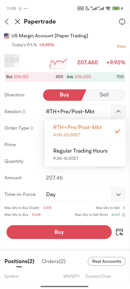 在MOOMOO模擬交易中超越常規交易時間