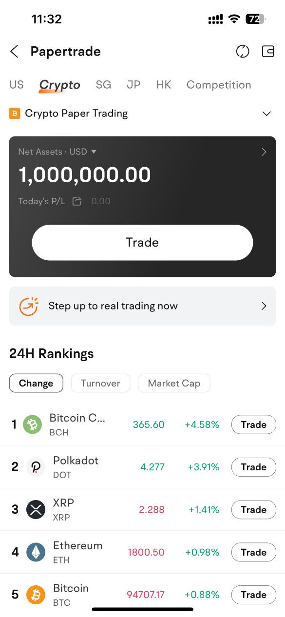 Crypto paper trading is available !