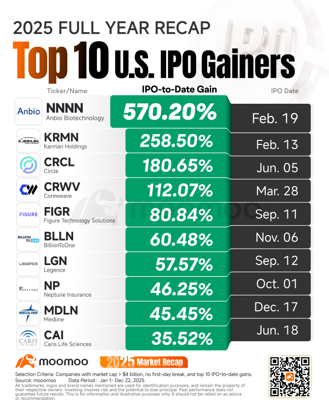 2025 Full Year Recap: Here Are the Top 10 IPO Gainers and How They Performed