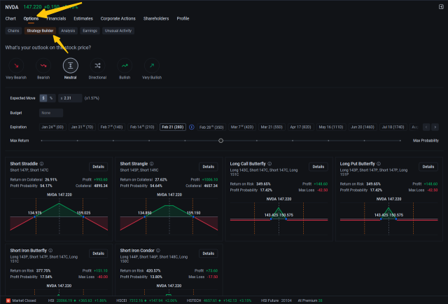 Discover potential opportunities with Options Strategy Builder feature