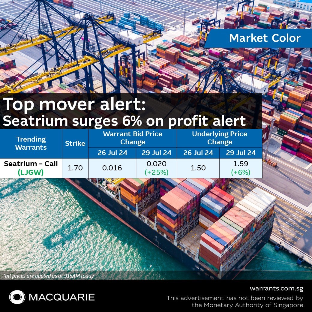 ❗ ❗ Mover alert: Seatrium surges 6% on profit alert 📣 📣
