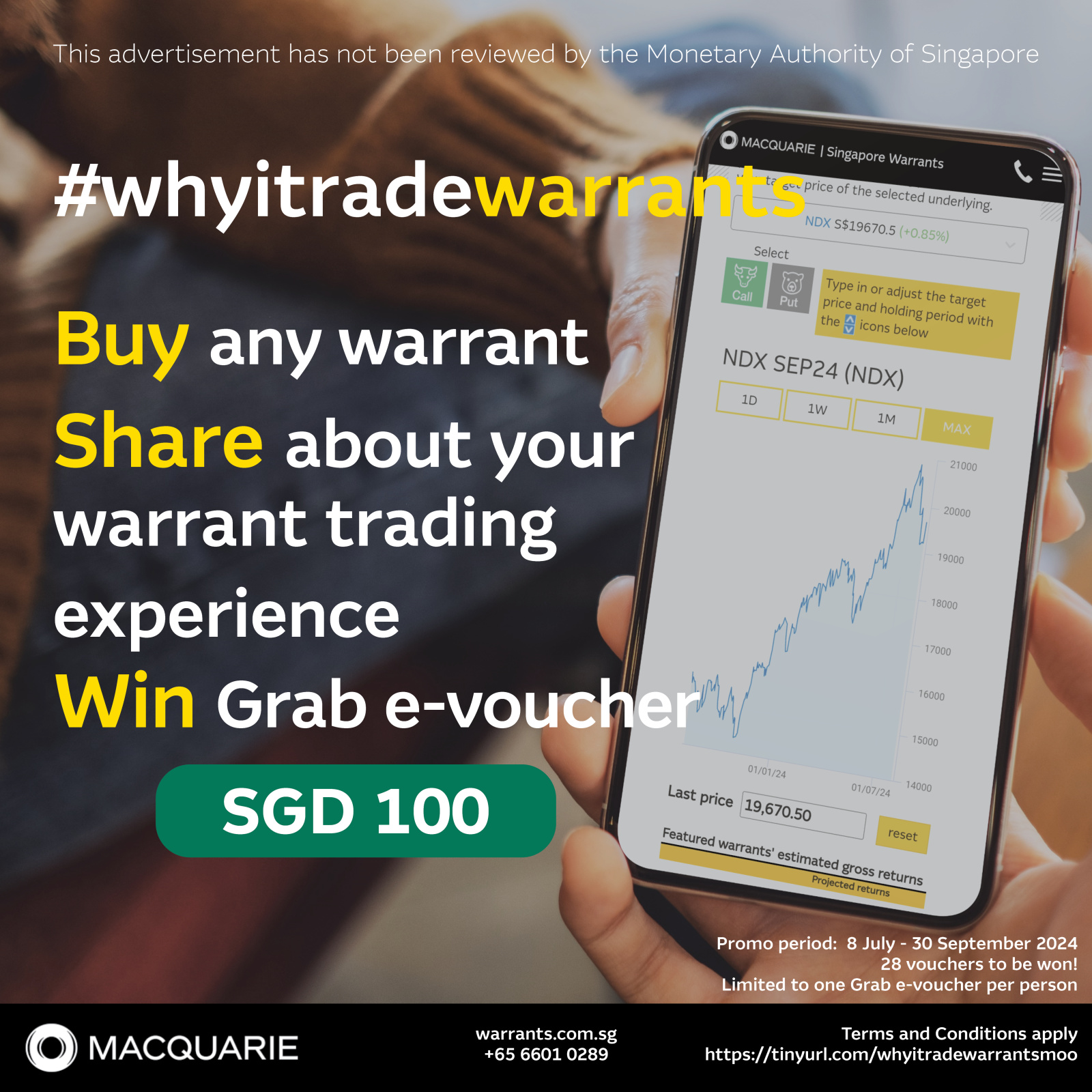 マッコーリーのSGD100のGrab電子クーポンをプレゼント！ #whyitradewarrants 