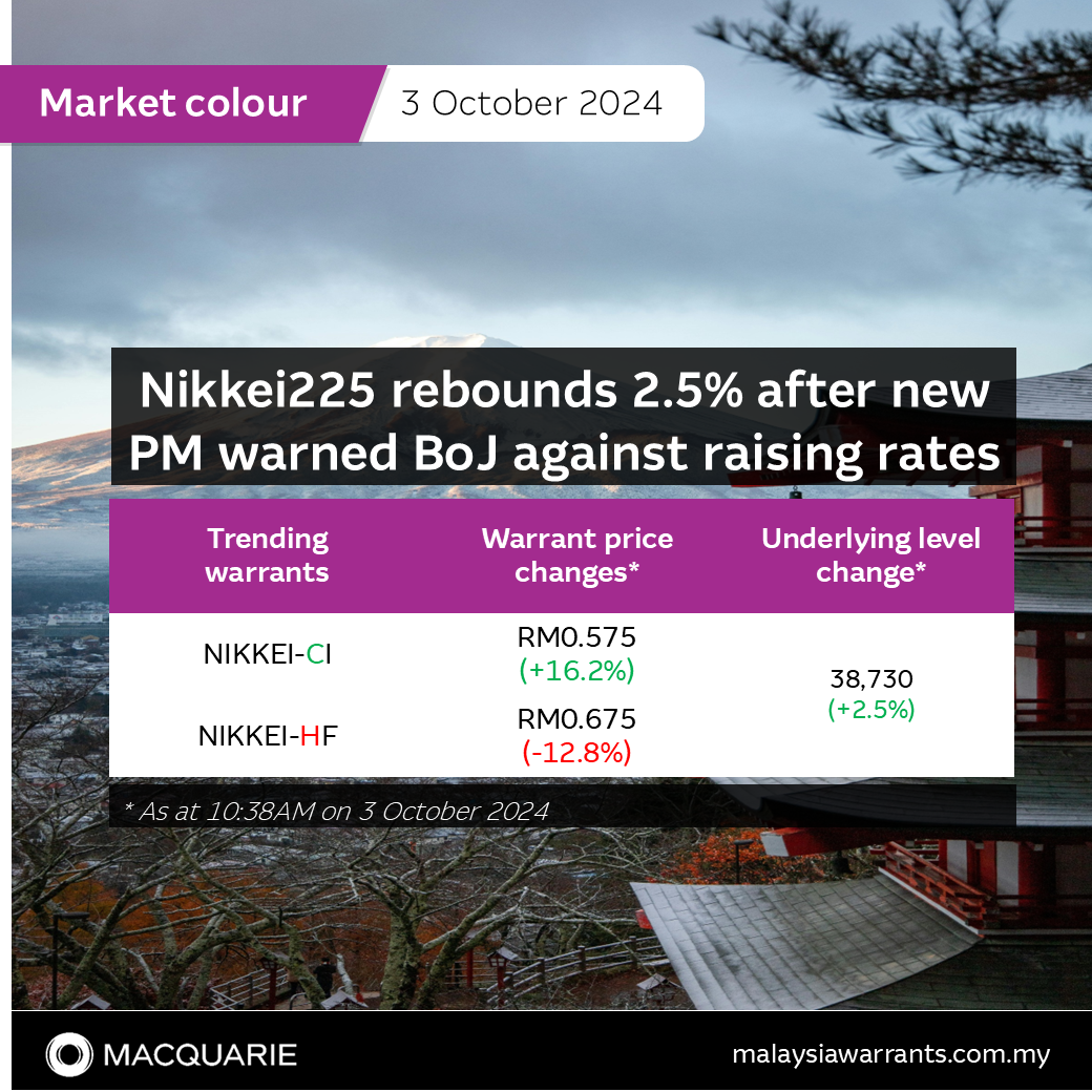 日经225在新首相警告日本银行不要提高利率后上涨2.5%