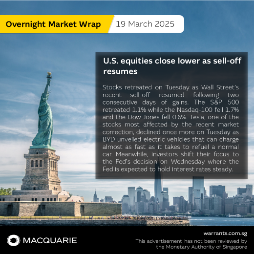 🌐 U.S. equities close lower as sell-off resumes